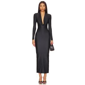 Good American Black Cowl Neck Jersey Zip Slit Dress Small NWOT